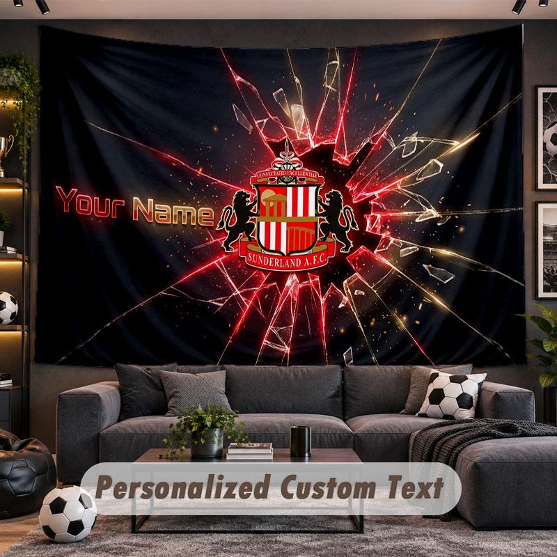 Wall Hanging Tapestry Custom NameSunderland FC Pattern Personalized Printed Fabric Wall Decor