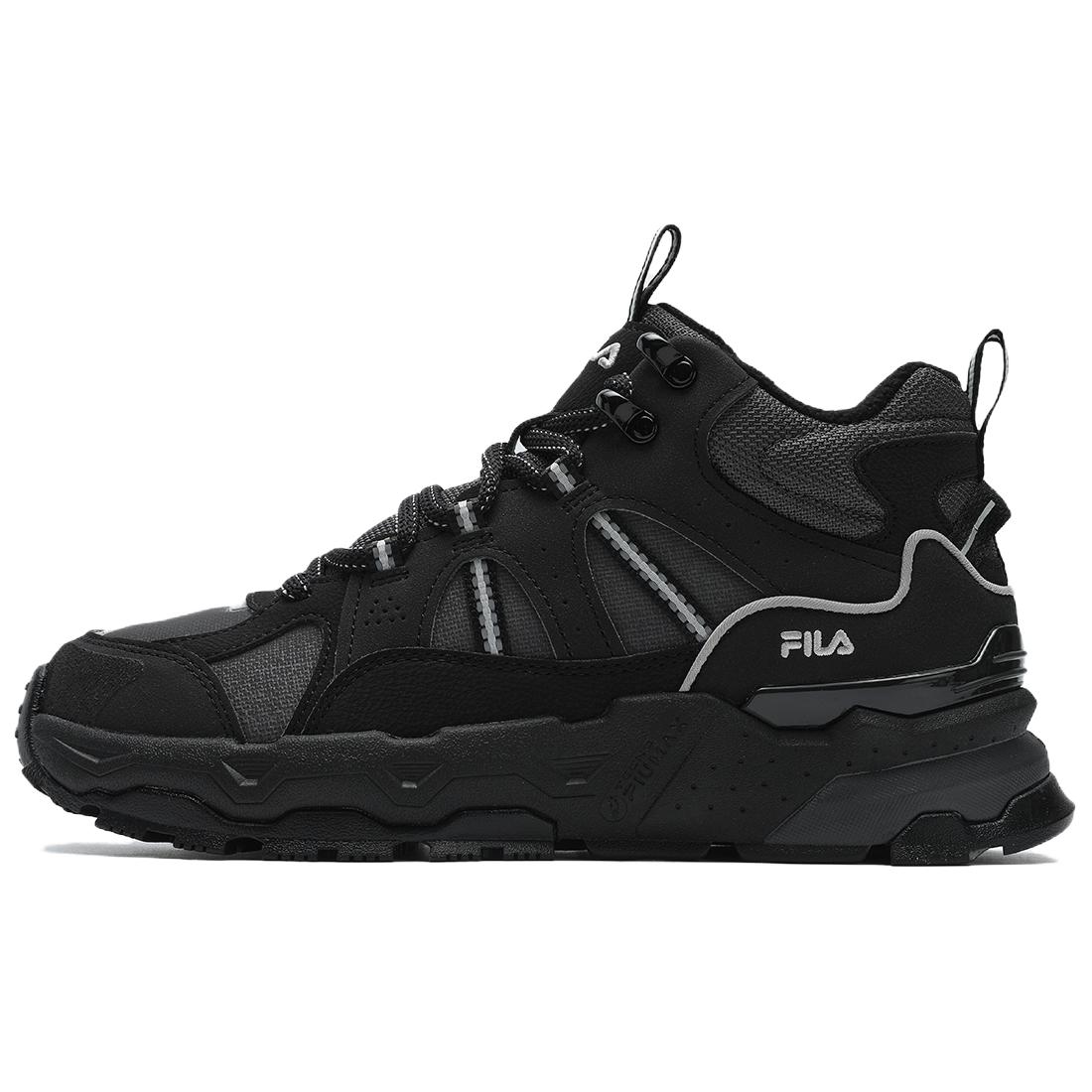 FILA TREK 1S MID WE Abrasion Resistant Height Increasing Mid top Chunky Sneakers Women s Black F12W442113FBF 35.5
