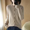 Damen Cardigan mit langen Ärmeln Rundhalsausschnitt Eleganter Strick Cardigan Pullover Einfarbige Einreiher Frühling Herbst Oberbekleidung