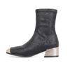 Lenkisen PU Autumn Winter Shoes Thick Med Heels Printing Oriental Design Chelsea Boots Keep Warm Mixed Color Ankle Boots