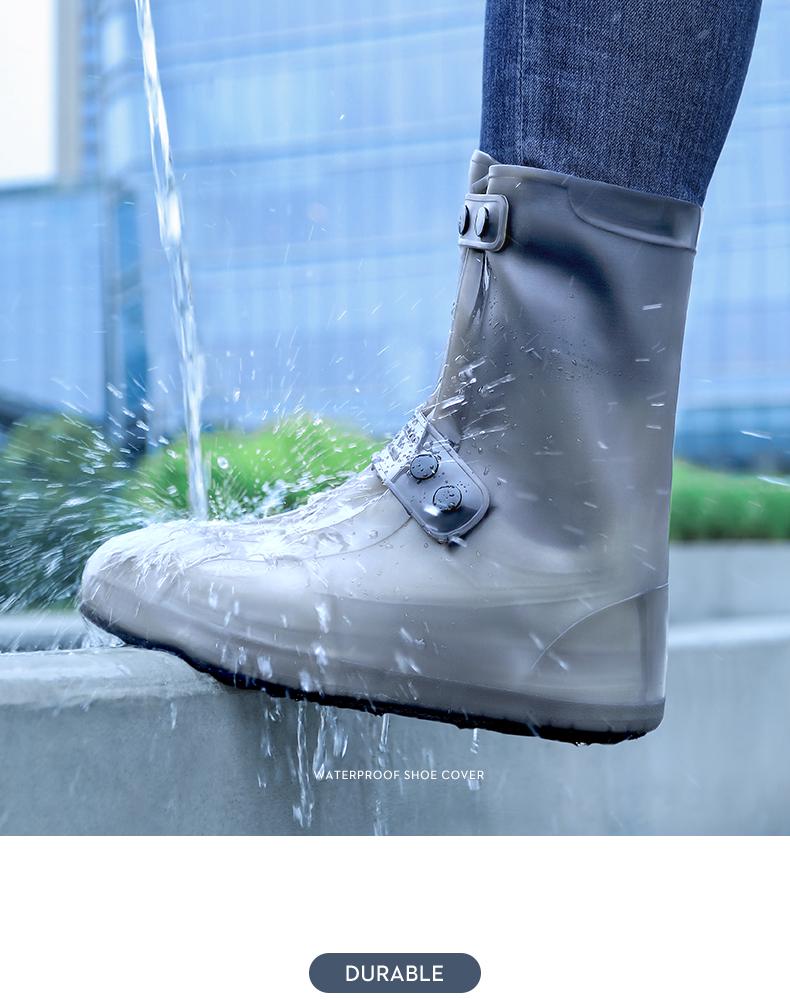 Waterproof Non-Slip Rain Boots: Thickened Silicone Shoe Covers for Men, Women, and Kids - Wear-Resistant, High-Top Design for Rainy Days.