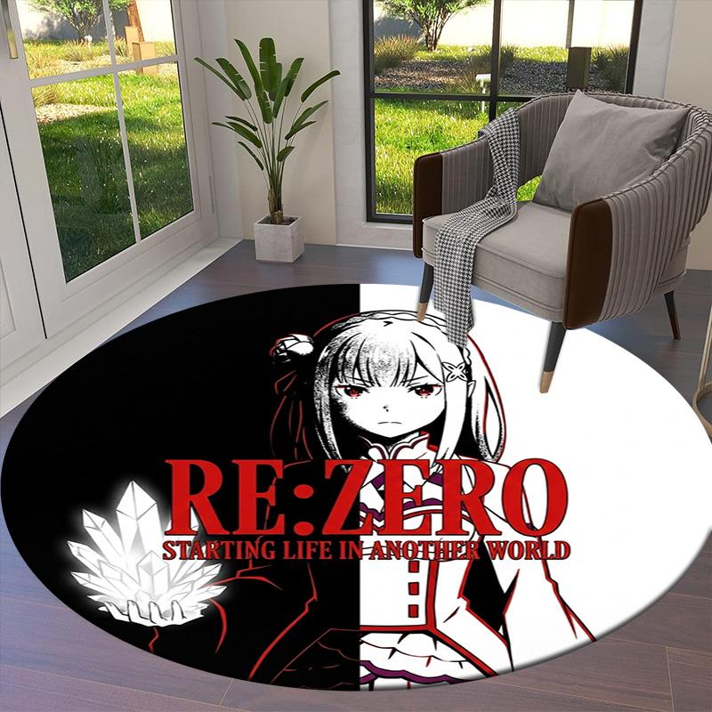 Re Zero Round Area Rug Carpet Rug For Living Room Bedroom Sofa Playroom Decor Nonslip Floor Mat