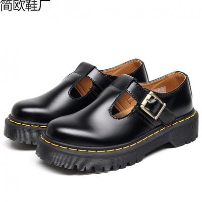 Martin Boots with Mary Jane Shoes, Genuine Leather, Low-top Small Leather Shoes, Women's Medium and Platform Fashion