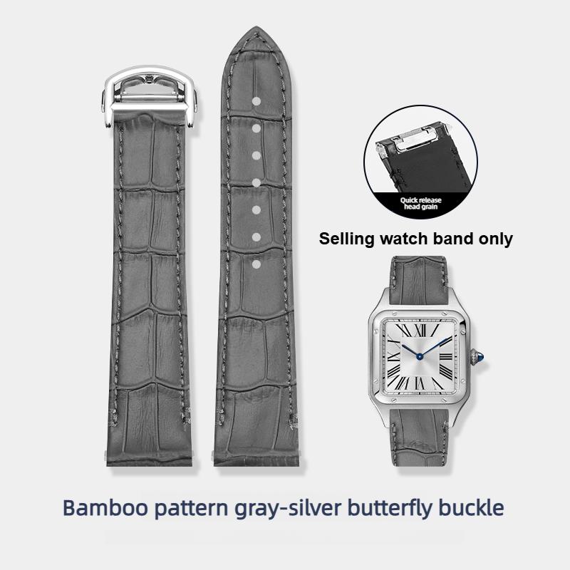 Quick-Release Cow Leather watchband For Cartier Santos  WSSA0009 WSSA0029 Men women replacement watch strap 19mm 21mm Black blue