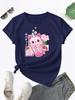 Boba Tea Cat Bubble Print T-Shirt, Kawaii Crew Neck Short Sleeve T-Shirt For Spring & Summer, WoUnisex Clothing Unisex