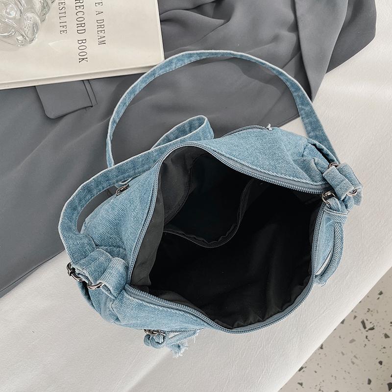 Denim Bag Multi-zipper Retro Crossbody Bag Middle-aged Mother Bag