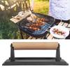 Cast Iron Grill Press Steak Bacon Weight Press Barbecue Griddle Press with Wood Handle