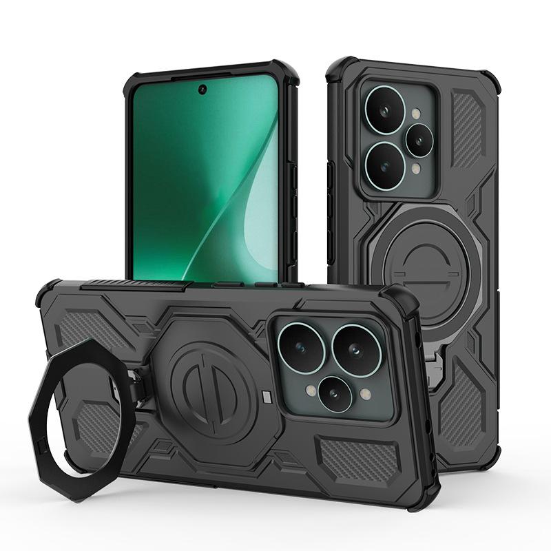 

Oppo Realme 15/Realme 15 Pro Magnetic Ring Case 360° Rotatable [Military-Grade Drop Protection] + Metal Plate for MagSafe Phone Case чёрный