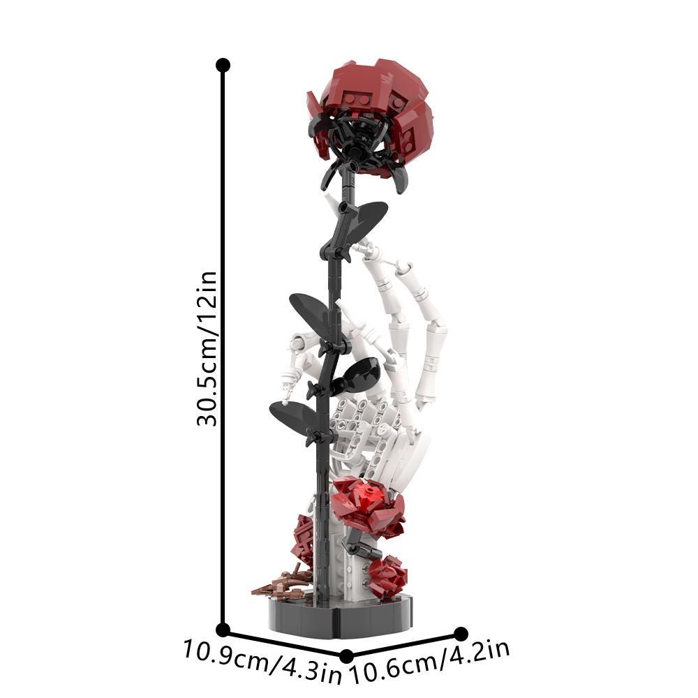 

MOC Skull Roses Bouquet Bricks Gothic Crow Skull Flowers Decorate Building Blocks Model Gothic Cross Assembly Toys Kids DIY Gift PDF instruction