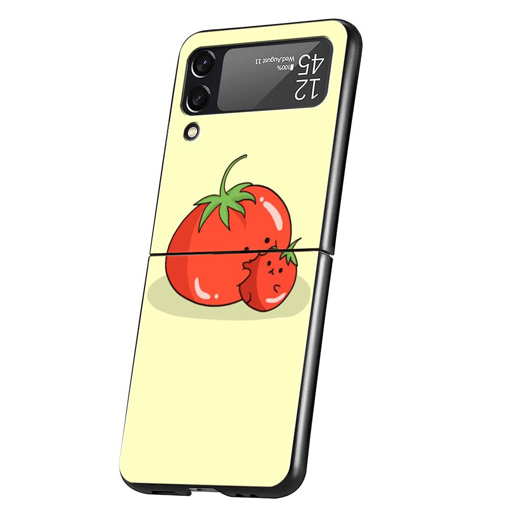 

Fruits Tomatoes Pattern Hard PC Phone Case For Samsung Galaxy Z Flip 4 5 6 Transparent Cover For Galaxy Z Flip 3 Shockproof Case Z Flip 3