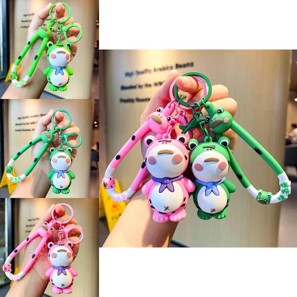 Adorable Cartoon Frog Keychain Silicone Key Accessory For Bags And Cars