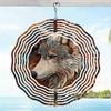Open - 3D Mandala Wind Chime Beautiful Wolf King Pattern Dynamic Rotating Art Outdoor Decor