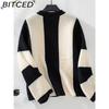 BITCED Women's Color-Block Striped Knit Sweater Fall/Winter Casual Oversized Pullover