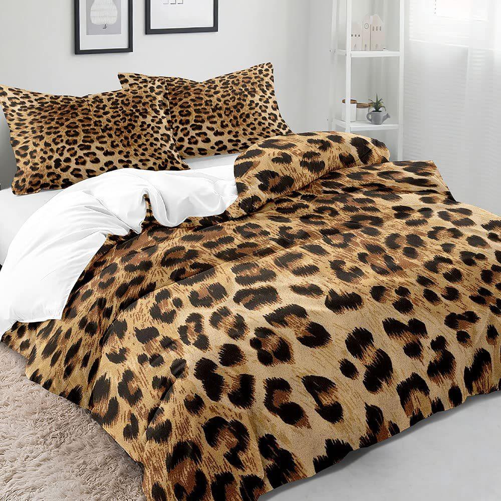 Pink Leopard Print Duvet Cover Girl Girl Bedding Digital Printing Three-Piece Quilt Cover Bedroom Decoration