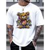 Summer Loose Size Cartoon Bear Pattern Printed Slim Fit Casual Sports Round Neck Short Sleeved T-shirt Top