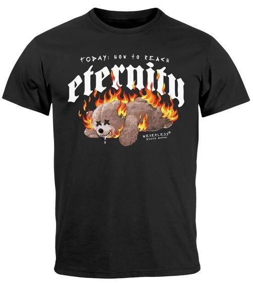 Mens 100% Cotton T-shirt Mens Tees Top Print Print Eternity Bear Teddy Sarcasm Irony Fashion- L