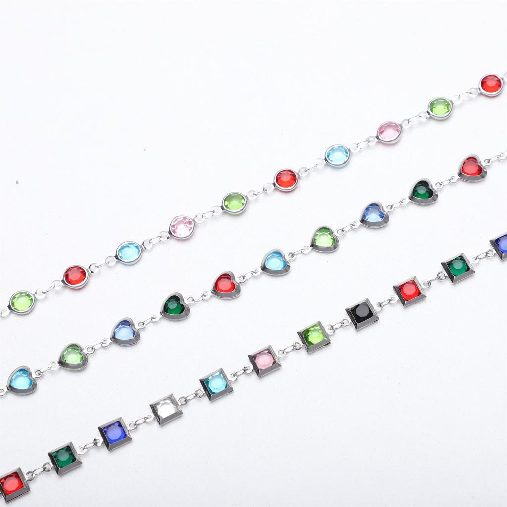 JMXD Personalized Titanium Steel Bracelet, Crystal Chain with Colorful Diamonds Inlay, Unique Design for Daily & Special Occasions