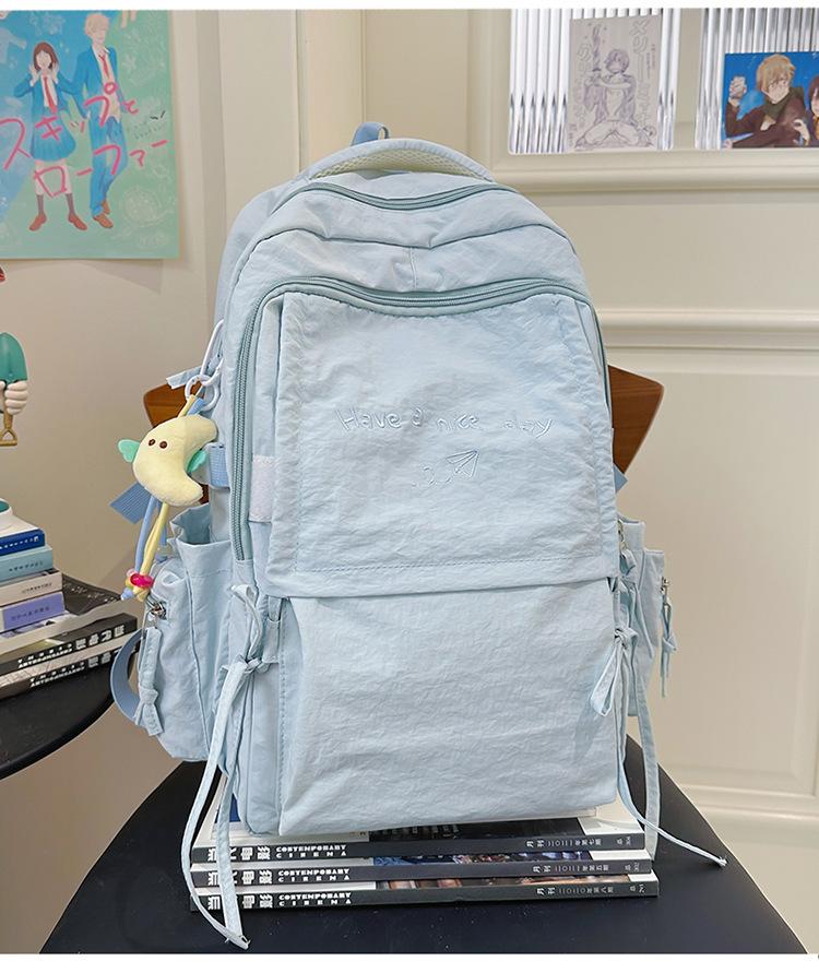 School bag light solid color outdoor travel large capacity back leisure versatile large