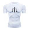 Men's Compression Fitness Sports T-Shirt, Three Calvary Cross Print Quick Dry Breathable Athletic Workout Tee for Running Training Gym Activewear