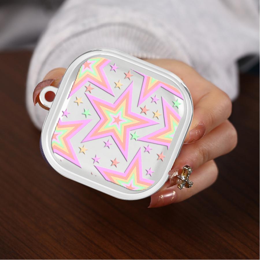 Clear Earphone Cases Cover With Hook Case For Samsung Galaxy Buds 3 FE 3Pro 4 Pro Live 2Pro 2 4Pro Cute Colored Five-pointed