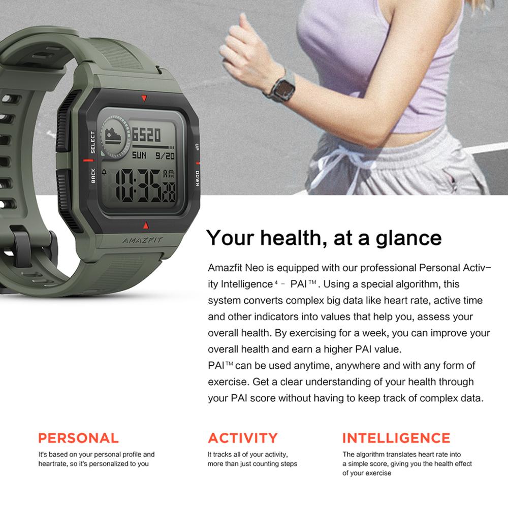 Global Amazfit Neo Fashion Smartwatch Retro Design 28 Days Battery