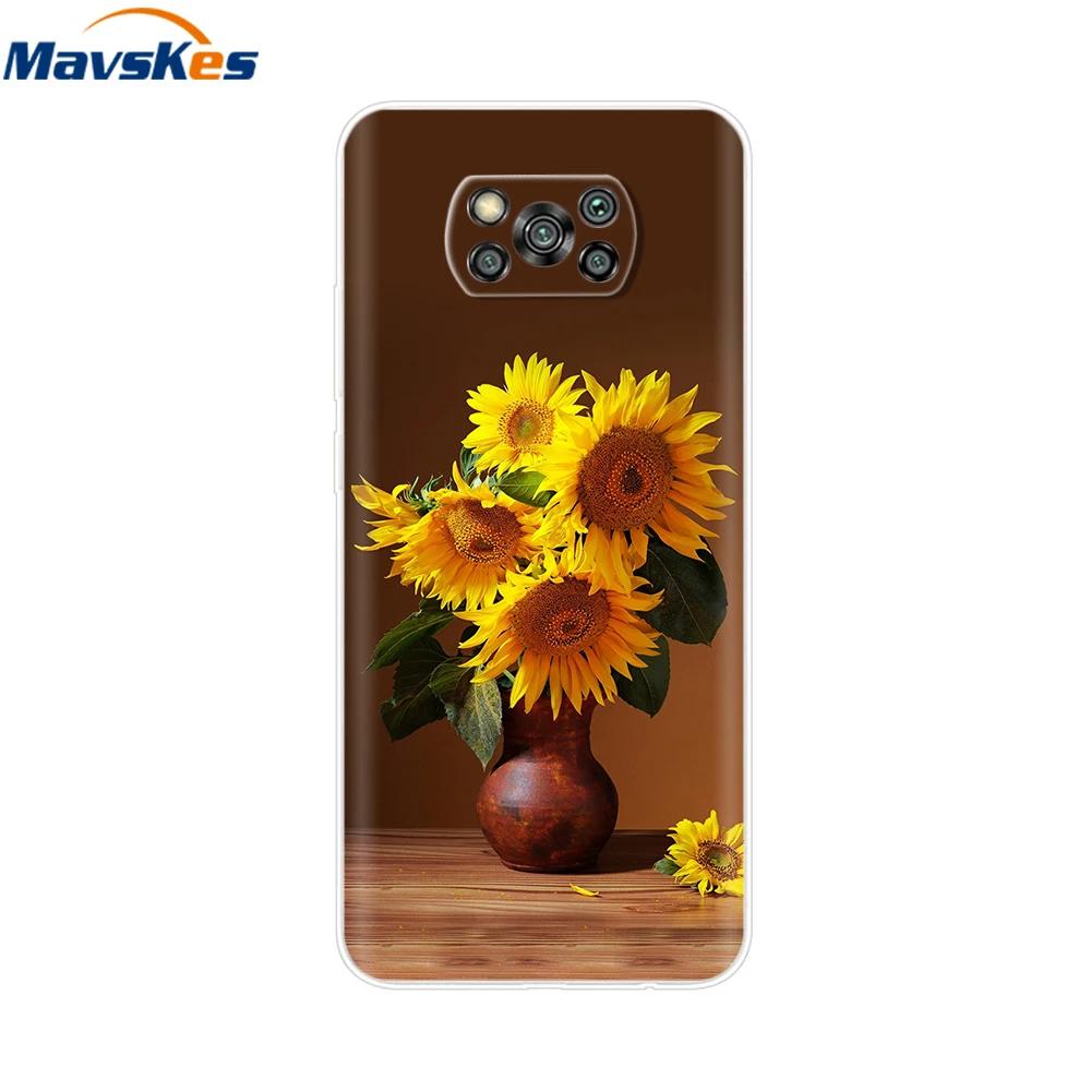 Flower Phone Case For Xiaom Poco X3 NFC Cute Heart Cartoon Funda For Poco X3 Pro Soft TPU Cover For Poco X3 NFC PocoX3 Pro Shell