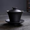 1pcs Coarse Pottery Covered Bowl Chinese Tea Set High-end Retro Gilded Rust Glazed Tea Cup Gaiwan