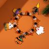 Halloween Beaded Stretch Bracelet for Women Ghost Pumpkin Spider Cat Witch Charm Costume Jewelry