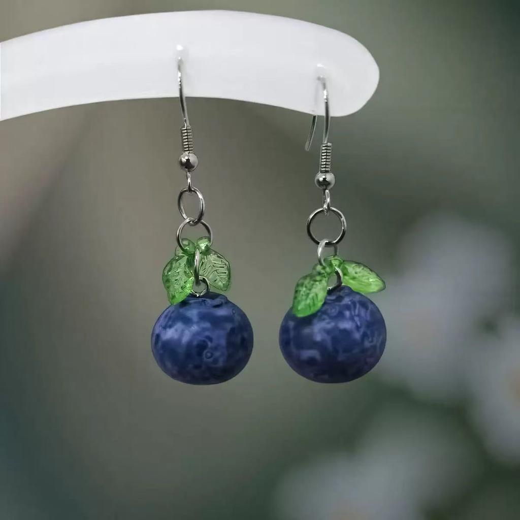 New European and American fashion earrings, niche design blueberry pendant ear hook, sweet peach pendant earrings