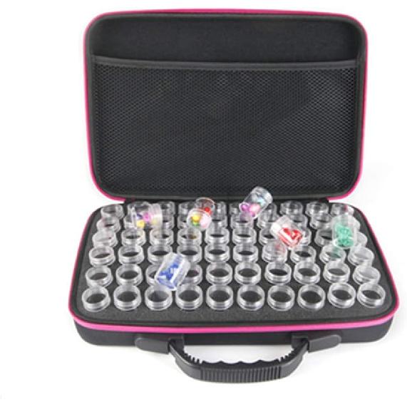 EVA Storage Box 60 Slot Diamond Painting Storage Case Tool Diamond Painting Bag Beads Organizer Accessories 60 Grids Shockproof High Capacity Hand