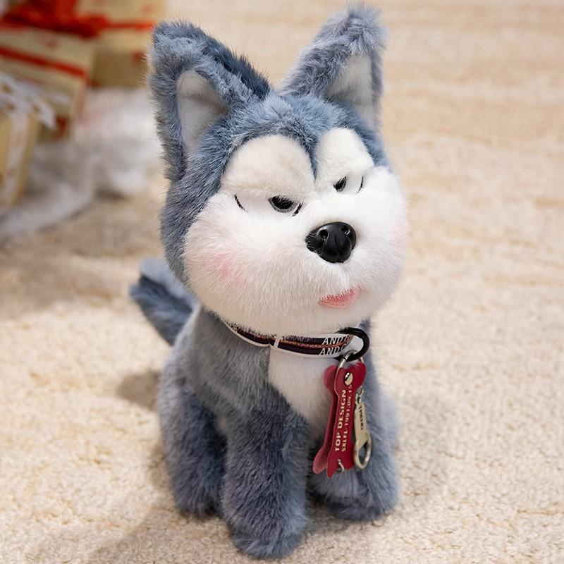 Sittande Husky Plyschleksak Doha Docka Mico Katt Svart Katt Gosedjur Mjuk Söt Kompis Present till Barn Födelsedag