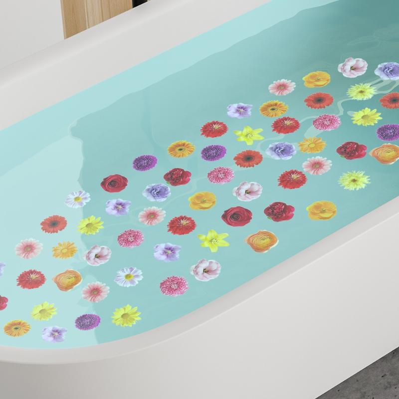 Floral Pattern Bathtub Appliques, Waterproof Non-Slip Bathtub Sticker, Bathtub Wall Decals, Bathroom Toilet Decorative Adhesive