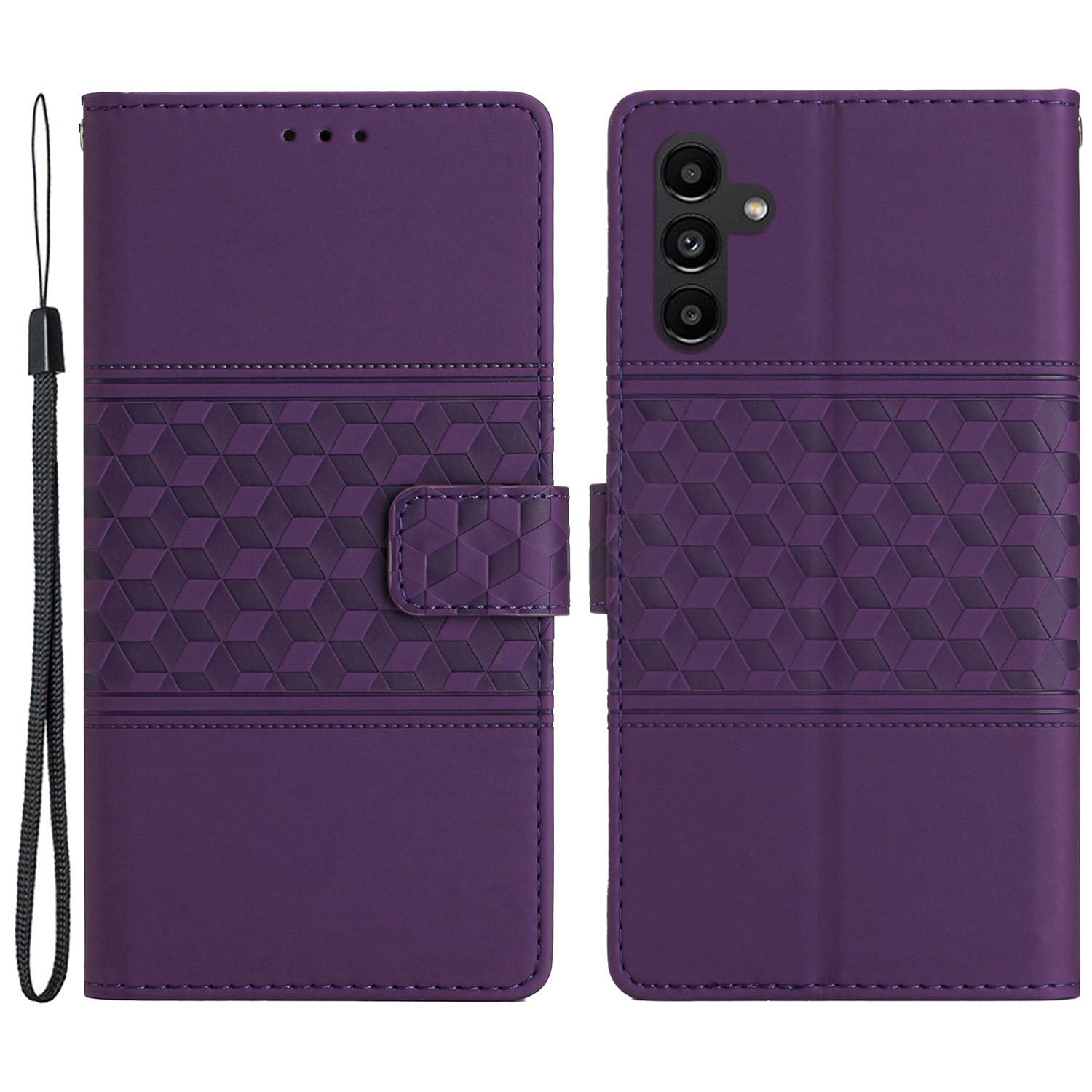 

For Samsung Galaxy A35 5G Phone Case Imprinted Rhombus Wallet Stand Leather Cover C