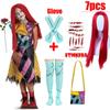 Kids Girls Boys Cosplay Christmas Eve Scary Ghost Bride Sally Skeleton Jack Dress Striped Halloween Character Dress Up Costume