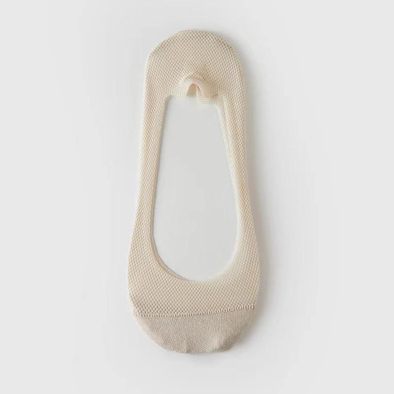 Women's Ice Silk Mesh No-Show Socks - Summer Thin, Non-Slip, Breathable, Cotton Bottom.