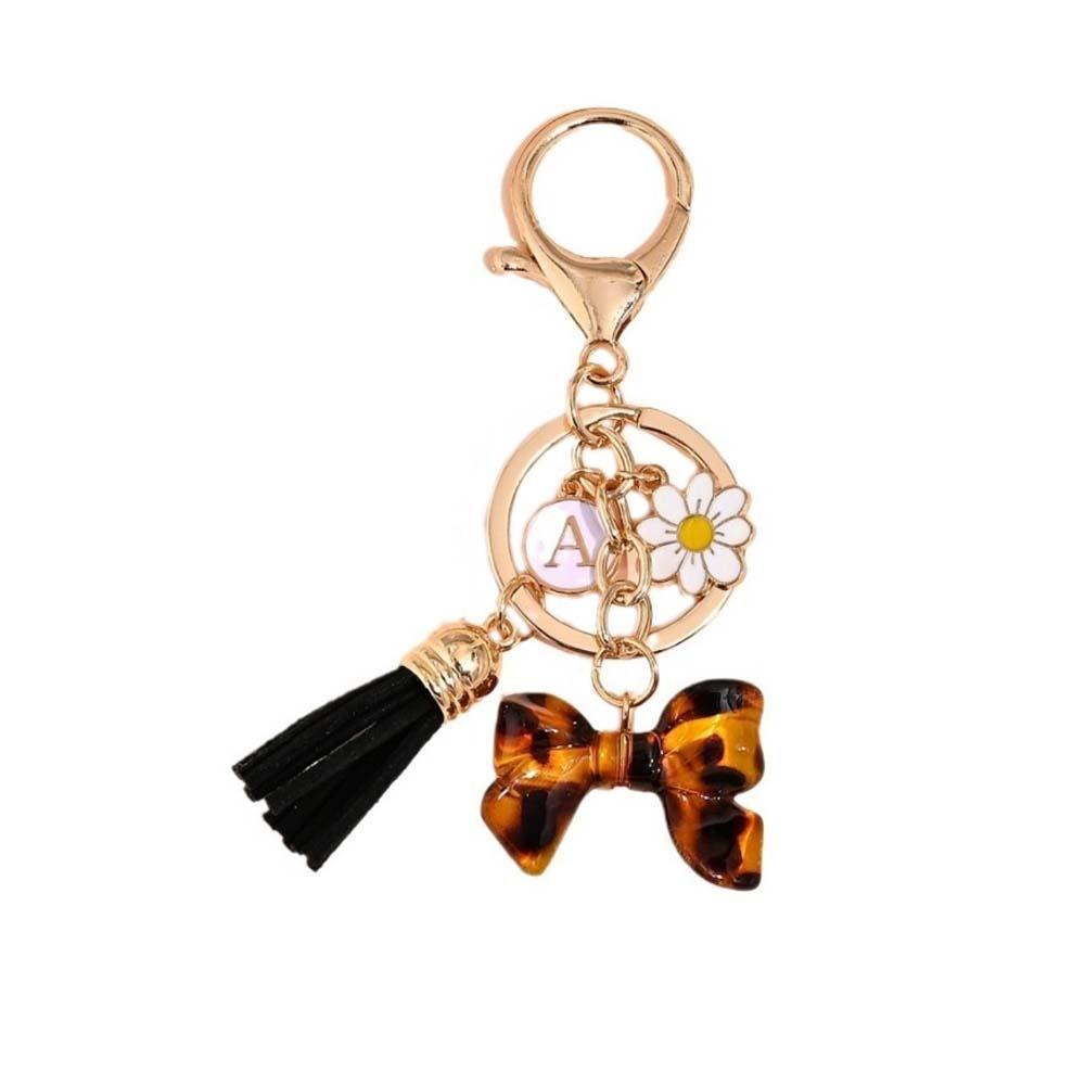 

Tassel Bowknot Pendant Flower Car Keyring Creative Butterfly Keychain Gifts чорний