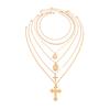 SHIXIN 6 Pcs/Set Hip Hop Jesus Cross Pendant Necklace for Men Punk Gothic Multilayer Stackable Choker Collar Chain Male Jewelry