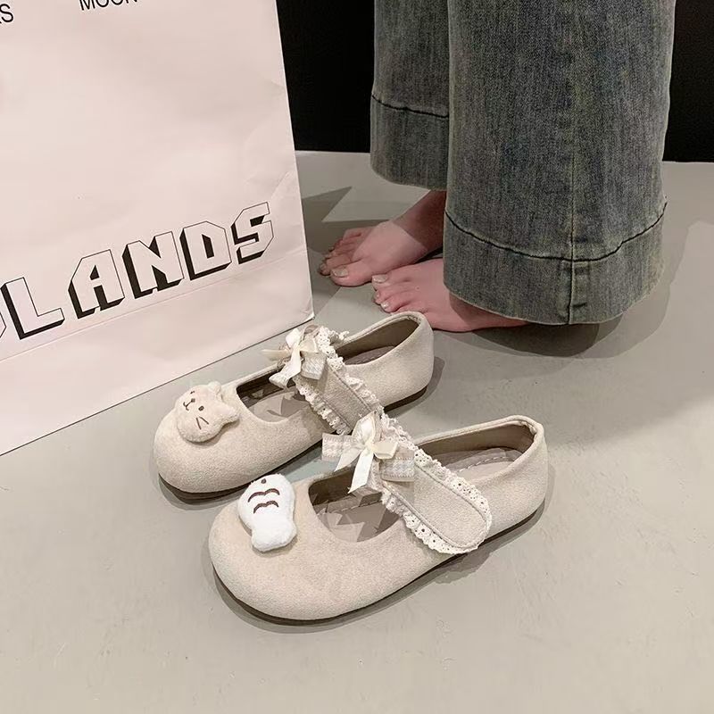 Versatile Gentle Bow Cartoon Flat Shoes Fashion Sweet Girly Soft Spring 2025 New