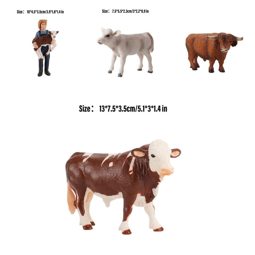 Farm Animal Figures Educational Toy Simulation Animal Model Kid's Gift Plastic Material Cow Category 14x8cm Size