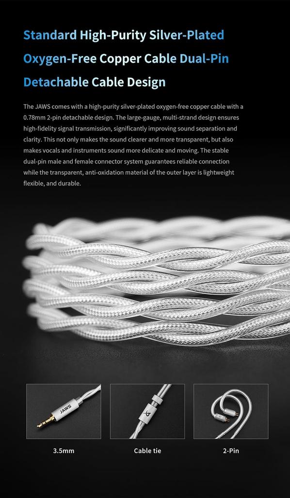 TRN JAWS Monitors Planar Magnetic Hybrid Headphones High Sound Detachable Cable In-Ear (IEMs) - 4BA+3DD+1PD - Isolation, Wired, 3.5mm Jack, 2-Pin