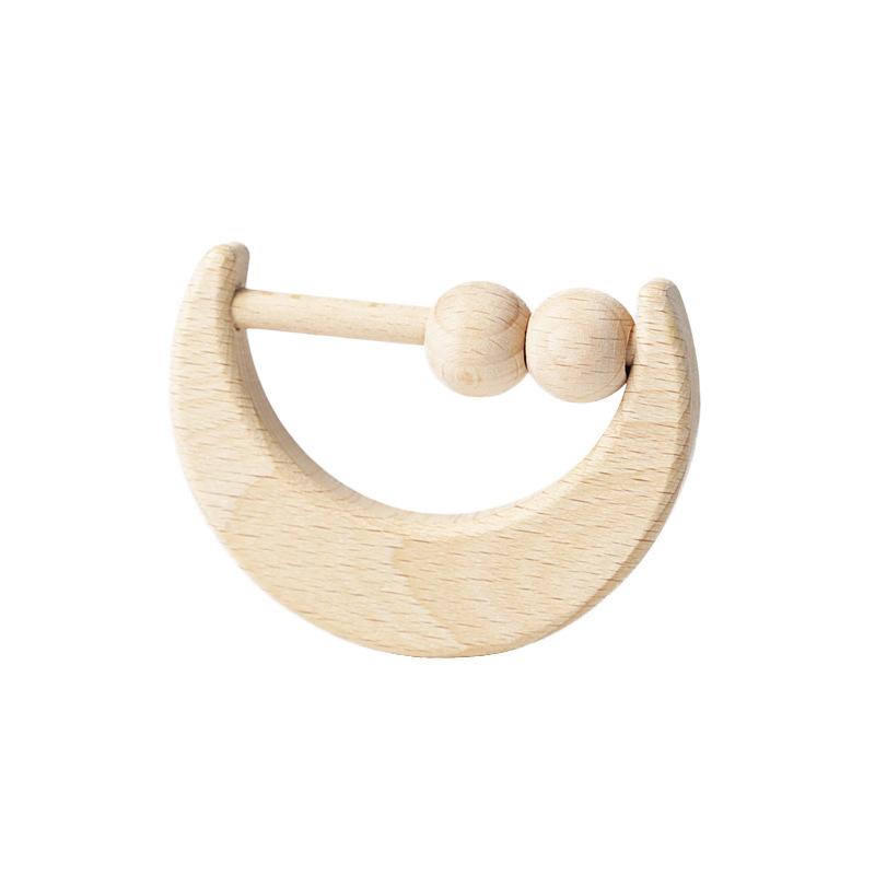 Semicircular Rattle Grinding Teeth, Moon Beech Rattle Grinding Teeth Wooden Baby Ringing Bells Wooden Toys, Gripping