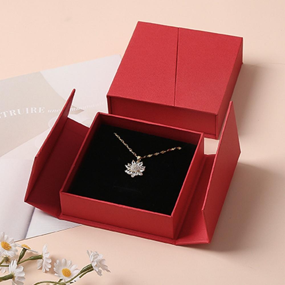 10.5x10.5x3.5CM Magnetic Flip Jewelry Box Dual Opening Earring Necklace Ring Organizer Thick Kraft Paper Storage Box