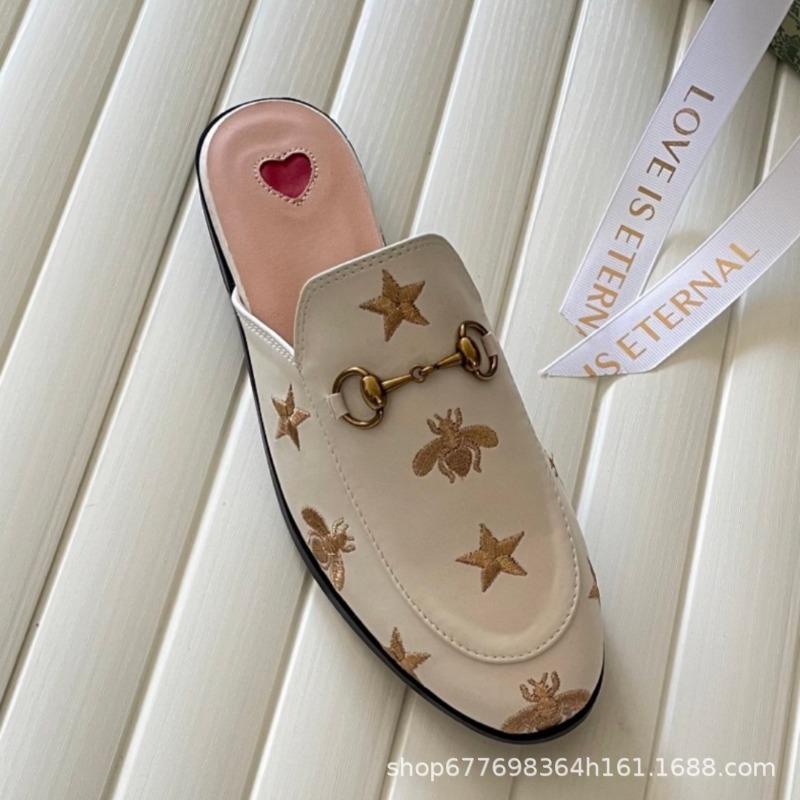 Diese G-Familie Pferdetitel Schnalle Tasche Kopf Halb-Schlepper Damen Freizeitkleidung Faul Muller Schuhe Vielseitig Ein-Pedal Kleine Lederschuhe