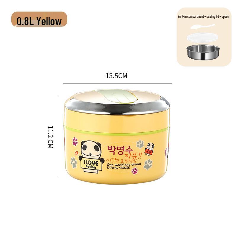 

Stainless Steel Cute Cartoon Insulated Lunch Box - Large Capacity for Students and Outdoor Use