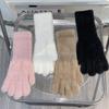 1 Paio Guanti Lunghi in Lana di Vison Dolce da Donna Invernali Ispessiti Lavorati a Maglia Caldi Corti Peluche Soffice Manopole Protettive per Braccia Antifreddo Guanti da Esterno