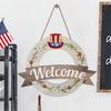 Interchangeable Welcome Sign Round Wood Wreath Wall Hangings Outdoor Farmhouses