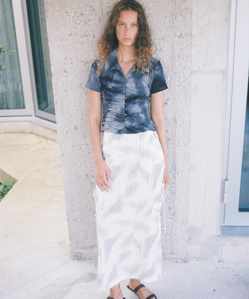 Enor Cargo String Wave Skirt - Gray
