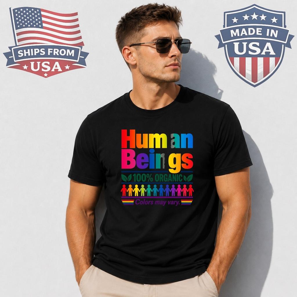 Human Beings 100 Percent Organic Graphic T-Shirt Funny Quote