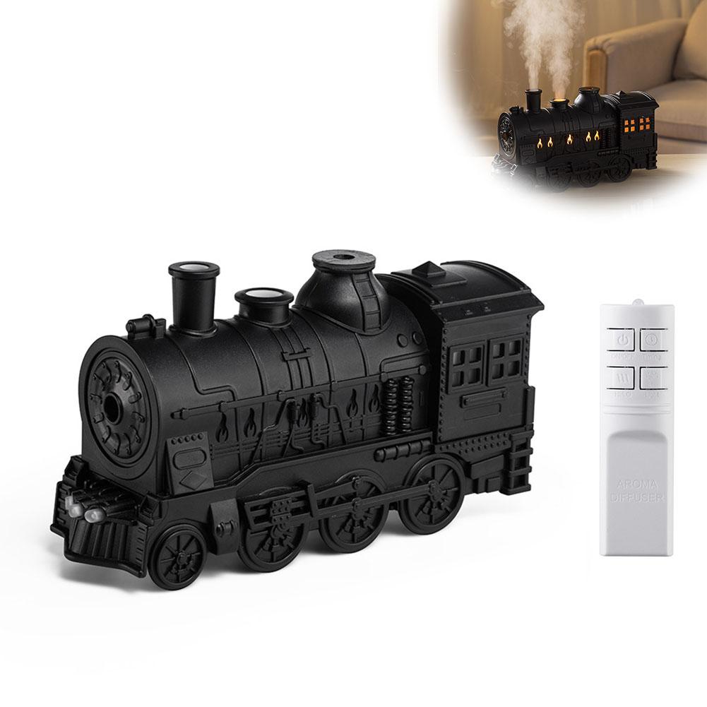 300ML Remote Control Retro Steam Train Flame Aromatherapy Essential Oil Diffuser Humidifier  Double Nozzle Jellyfish Style Spray