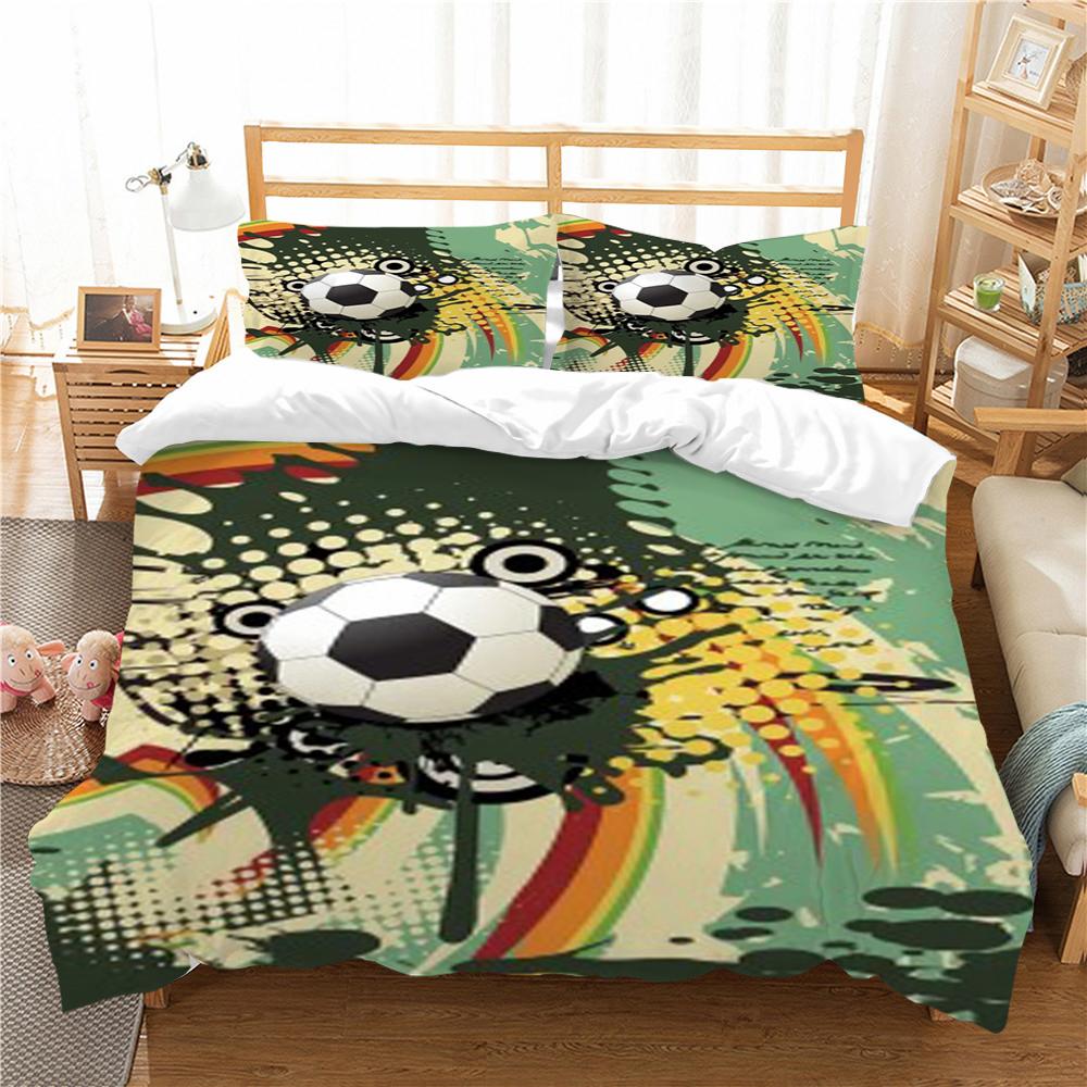 3D Football Print pościel garnitur pocieszyciel poszwa na kołdrę narzuta na łóżko zestaw z mikrofibry pojedyncza podwójna poszewka typu King Size